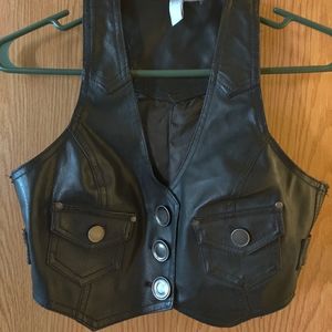 Faux leather half vest